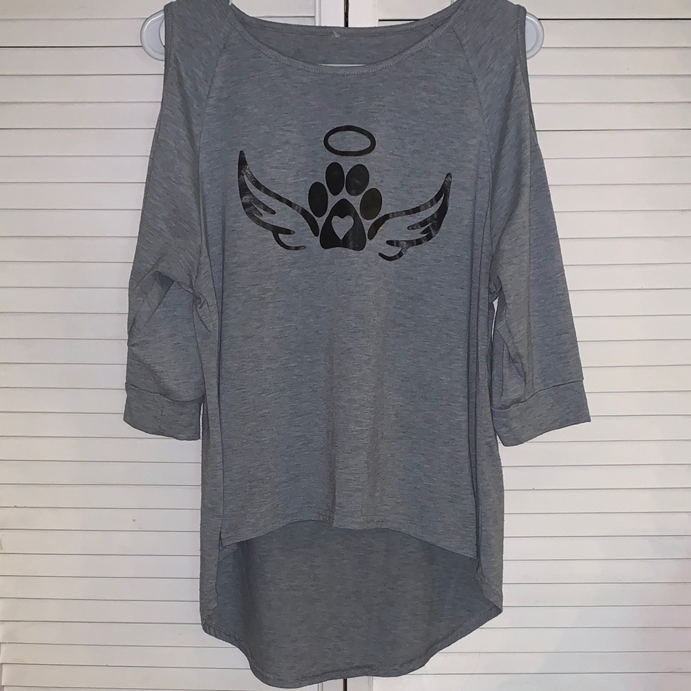 Angel Wing paw hi low Graphic Women's Top size large